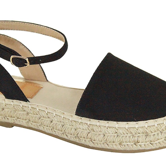 Black Mary Jane Flatform Espadrille Sandals - Picture 5 of 5